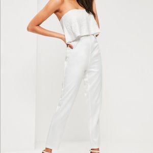 Missguided white lace top bandeau jumpsuit